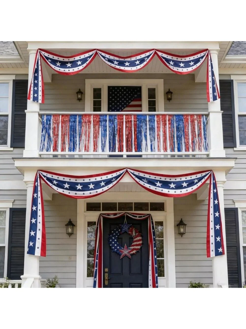 Patriotic USA Bunting Flag - 4th of July Red White Blue Decor for Independence